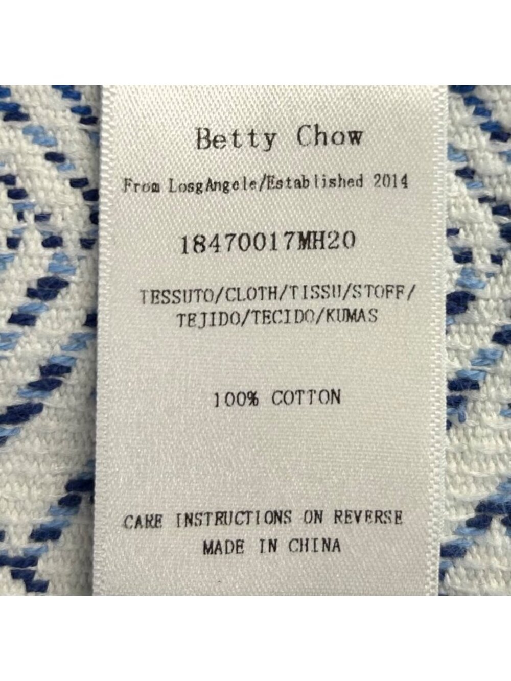 Betty Chow Womens Blue & White Chevron Pattern Open Front Jacket - Size S - Picture 11 of 16